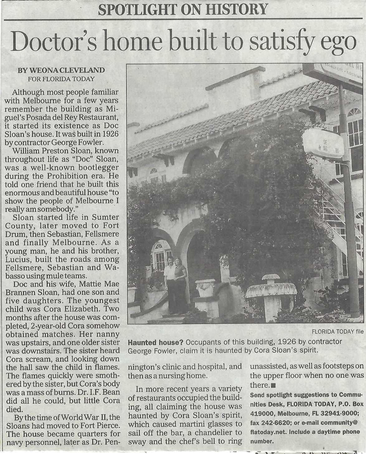 Florida Today newspaper article about Miguel's