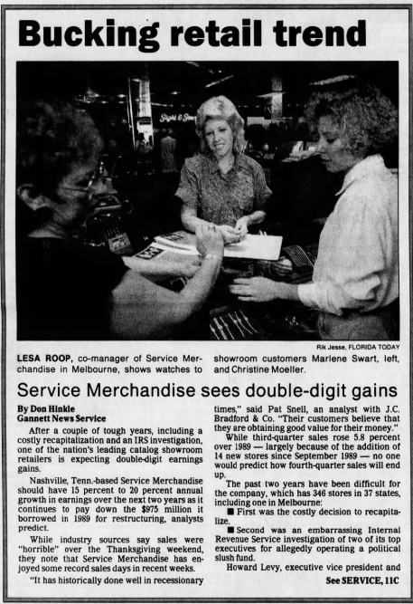 Service Merchandise 1990 advertisement from Florida Today