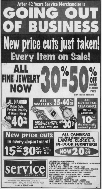 Service Merchandise newspaper coverage